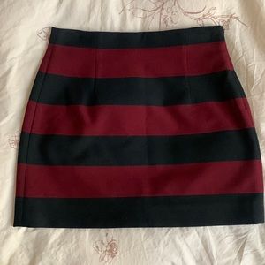 Zara - Mini Skirt - burgundy black stripes - size small